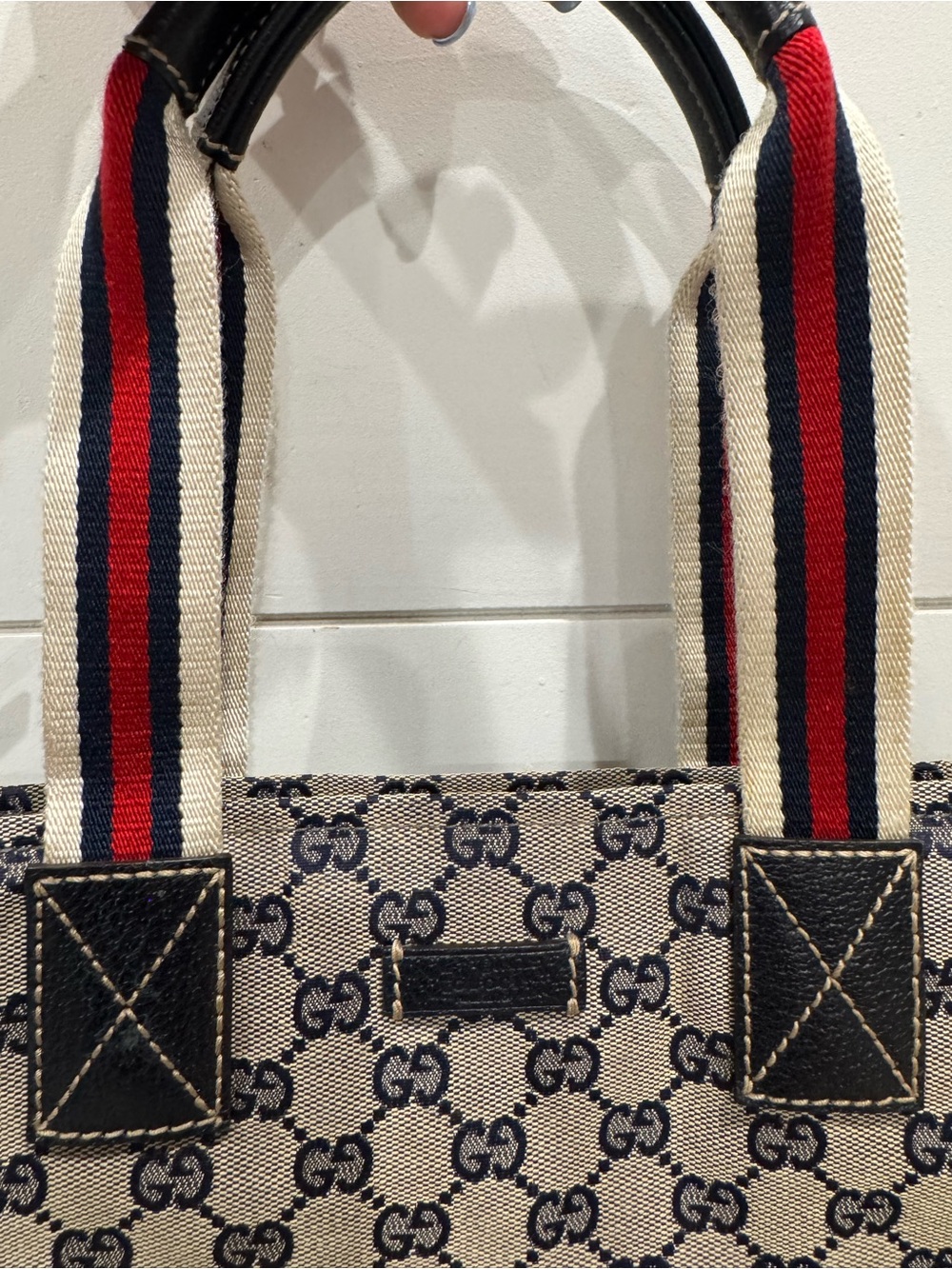 Gucci GG canvas navy web tote bag - Picture 6 of 12